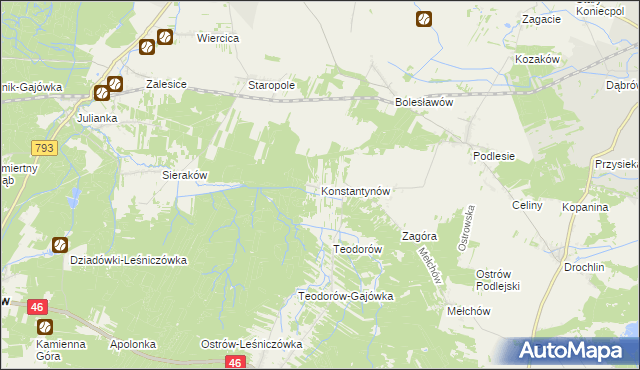 mapa Konstantynów gmina Lelów, Konstantynów gmina Lelów na mapie Targeo