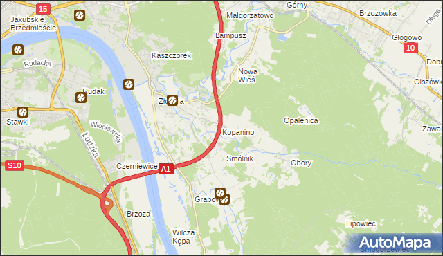 mapa Kopanino gmina Lubicz, Kopanino gmina Lubicz na mapie Targeo