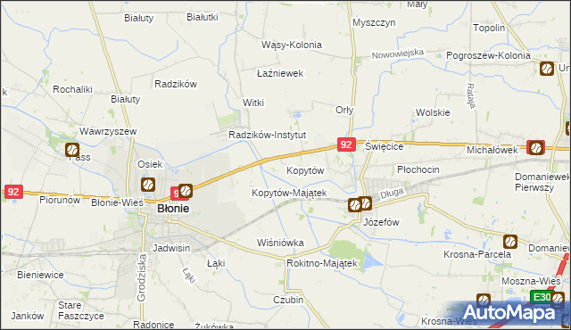 mapa Kopytów gmina Błonie, Kopytów gmina Błonie na mapie Targeo