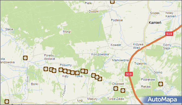 mapa Korczowiska, Korczowiska na mapie Targeo