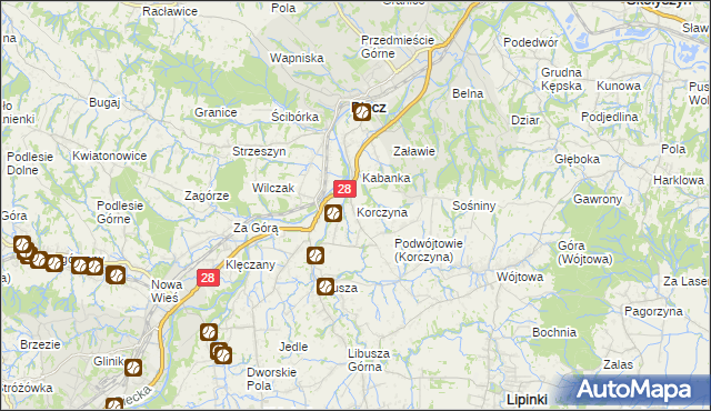 mapa Korczyna gmina Biecz, Korczyna gmina Biecz na mapie Targeo