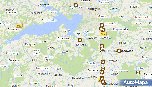 mapa Kornatka gmina Dobczyce, Kornatka gmina Dobczyce na mapie Targeo