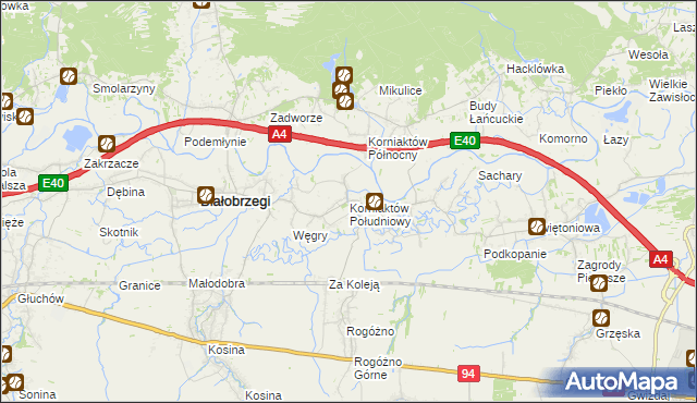 mapa Korniaktów Południowy, Korniaktów Południowy na mapie Targeo