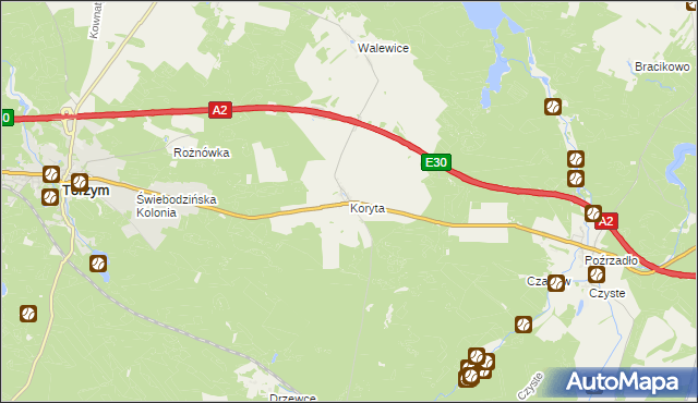 mapa Koryta gmina Torzym, Koryta gmina Torzym na mapie Targeo