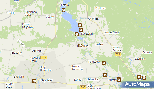 mapa Korytnica gmina Szydłów, Korytnica gmina Szydłów na mapie Targeo