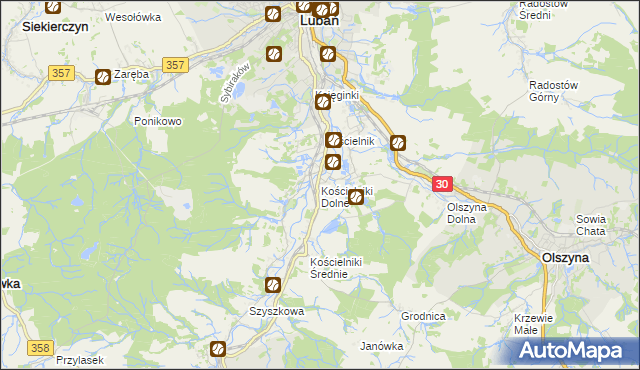 mapa Kościelniki Dolne, Kościelniki Dolne na mapie Targeo