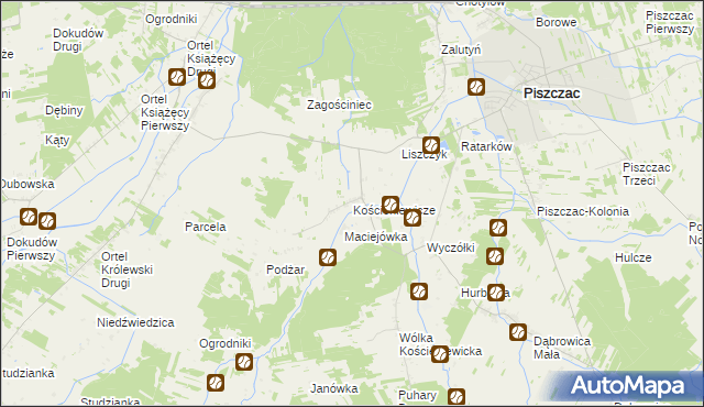 mapa Kościeniewicze, Kościeniewicze na mapie Targeo