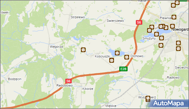 mapa Kościuszki gmina Osina, Kościuszki gmina Osina na mapie Targeo