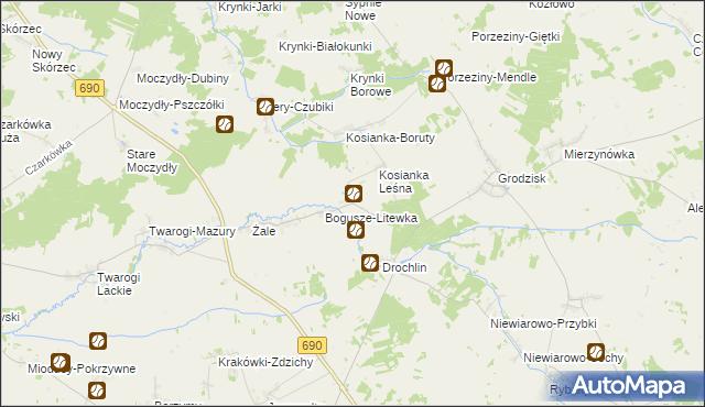 mapa Kosianka Stara, Kosianka Stara na mapie Targeo