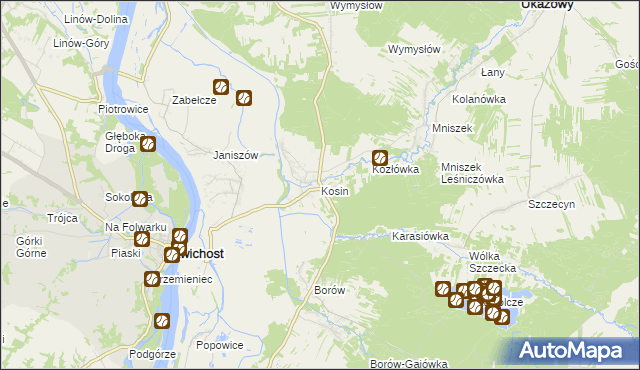 mapa Kosin gmina Annopol, Kosin gmina Annopol na mapie Targeo