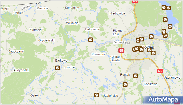 mapa Kośmidry gmina Gołdap, Kośmidry gmina Gołdap na mapie Targeo