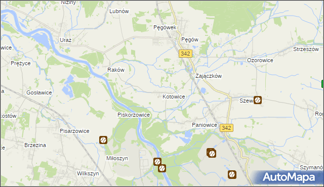 mapa Kotowice gmina Oborniki Śląskie, Kotowice gmina Oborniki Śląskie na mapie Targeo