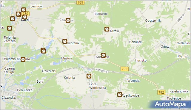 mapa Kotowice gmina Żarki, Kotowice gmina Żarki na mapie Targeo