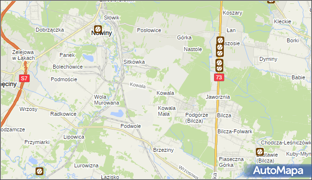 mapa Kowala gmina Sitkówka-Nowiny, Kowala gmina Sitkówka-Nowiny na mapie Targeo