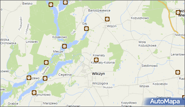 mapa Kownaty gmina Wilczyn, Kownaty gmina Wilczyn na mapie Targeo