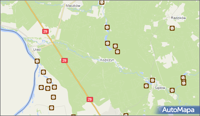 mapa Koziczyn gmina Cybinka, Koziczyn gmina Cybinka na mapie Targeo