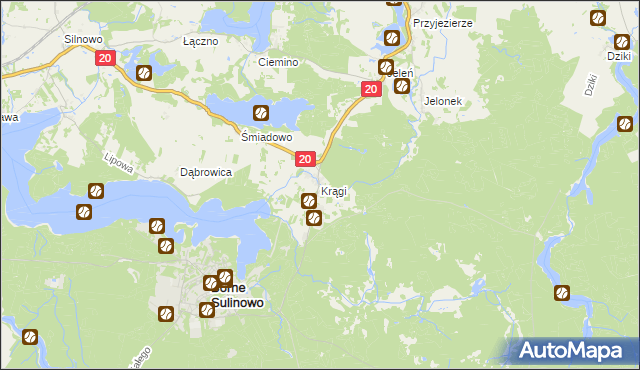 mapa Krągi, Krągi na mapie Targeo