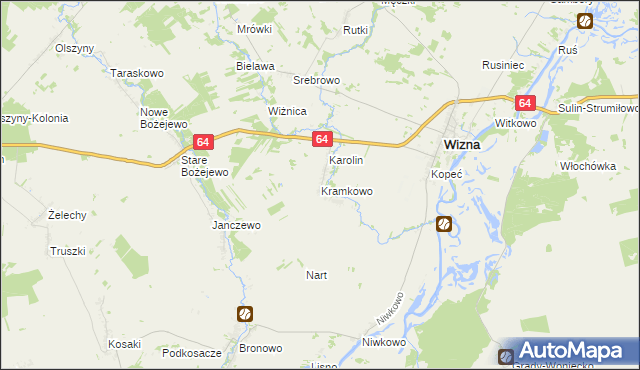 mapa Kramkowo, Kramkowo na mapie Targeo