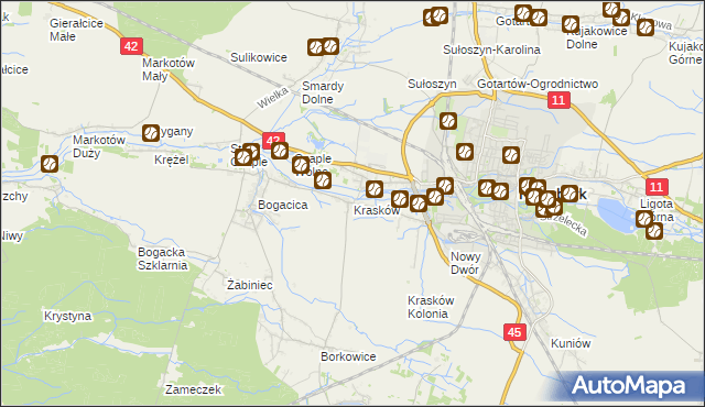 mapa Krasków gmina Kluczbork, Krasków gmina Kluczbork na mapie Targeo