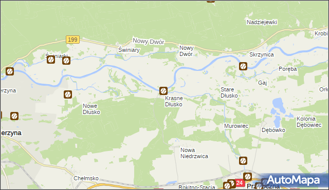 mapa Krasne Dłusko, Krasne Dłusko na mapie Targeo