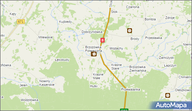 mapa Krasne Folwarczne, Krasne Folwarczne na mapie Targeo