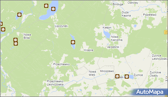 mapa Krasne gmina Przechlewo, Krasne gmina Przechlewo na mapie Targeo