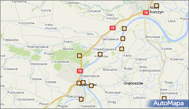 mapa Kraśniów, Kraśniów na mapie Targeo