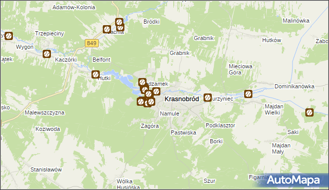 mapa Krasnobród, Krasnobród na mapie Targeo