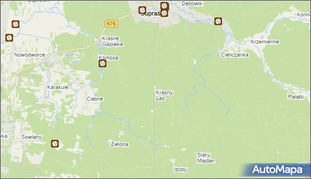 mapa Krasny Las, Krasny Las na mapie Targeo