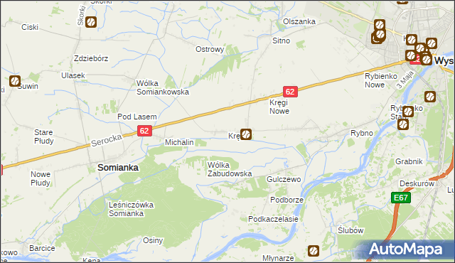 mapa Kręgi gmina Somianka, Kręgi gmina Somianka na mapie Targeo