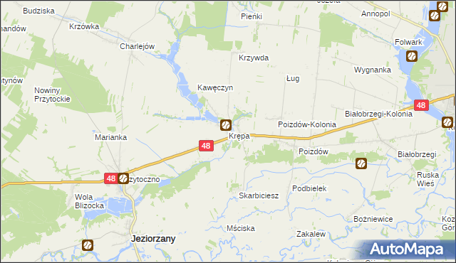 mapa Krępa gmina Jeziorzany, Krępa gmina Jeziorzany na mapie Targeo