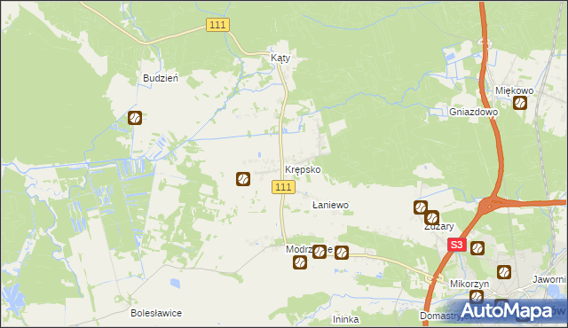 mapa Krępsko gmina Goleniów, Krępsko gmina Goleniów na mapie Targeo