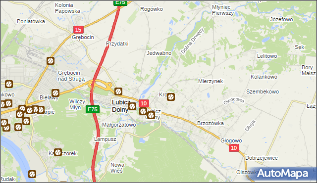 mapa Krobia gmina Lubicz, Krobia gmina Lubicz na mapie Targeo