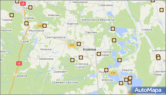 mapa Krośnice powiat milicki, Krośnice powiat milicki na mapie Targeo