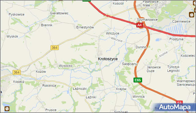 mapa Krotoszyce, Krotoszyce na mapie Targeo