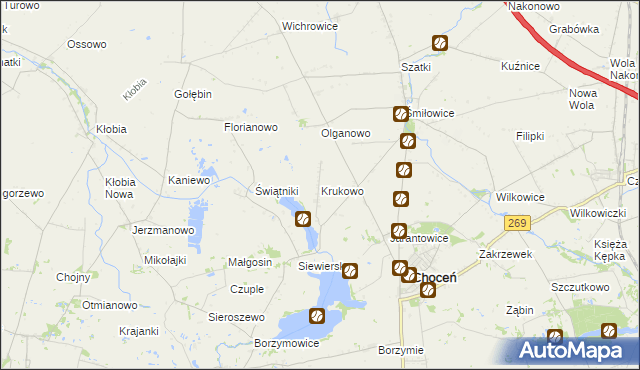 mapa Krukowo gmina Choceń, Krukowo gmina Choceń na mapie Targeo