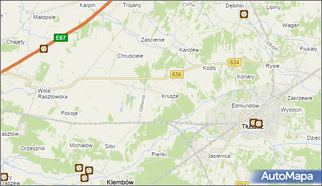 mapa Krusze gmina Klembów, Krusze gmina Klembów na mapie Targeo