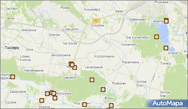 mapa Krzczonowice gmina Staszów, Krzczonowice gmina Staszów na mapie Targeo