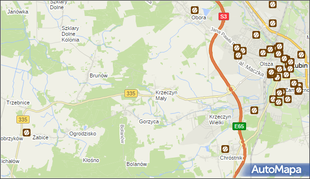 mapa Krzeczyn Mały, Krzeczyn Mały na mapie Targeo