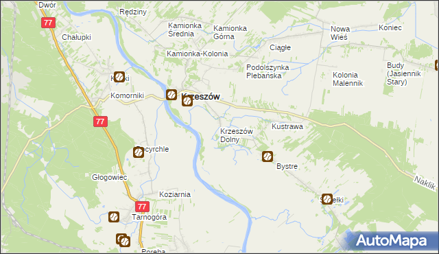 mapa Krzeszów Dolny, Krzeszów Dolny na mapie Targeo