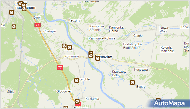 mapa Krzeszów powiat niżański, Krzeszów powiat niżański na mapie Targeo