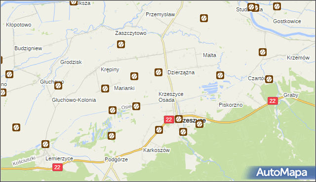 mapa Krzeszyce Osada, Krzeszyce Osada na mapie Targeo