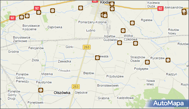 mapa Krzewata, Krzewata na mapie Targeo