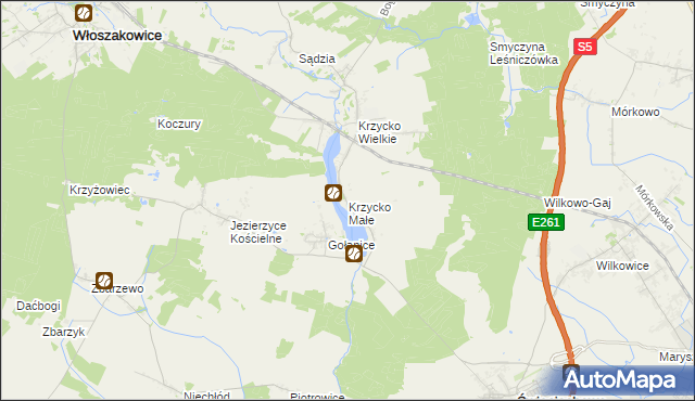 mapa Krzycko Małe, Krzycko Małe na mapie Targeo