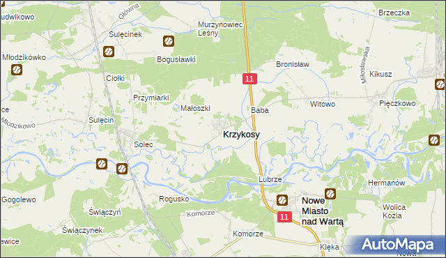 mapa Krzykosy powiat średzki, Krzykosy powiat średzki na mapie Targeo
