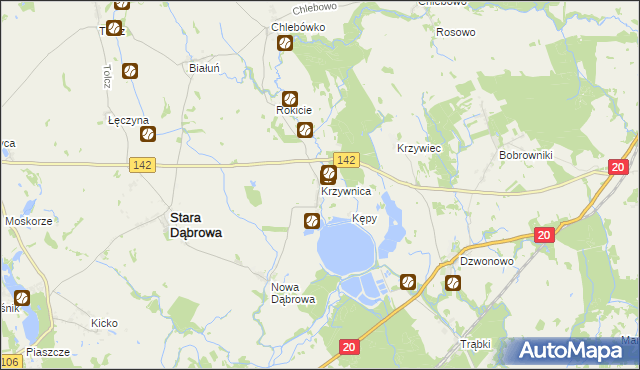 mapa Krzywnica, Krzywnica na mapie Targeo