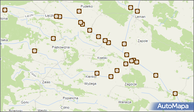 mapa Ksebki, Ksebki na mapie Targeo