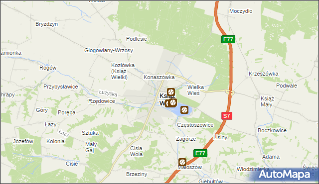 mapa Książ Wielki, Książ Wielki na mapie Targeo