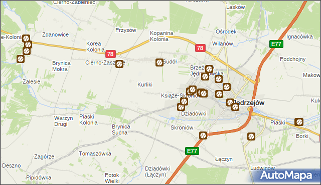 mapa Książe-Skroniów, Książe-Skroniów na mapie Targeo