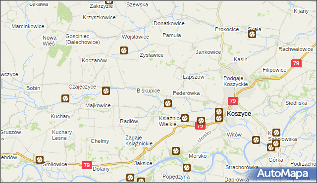 mapa Książnice Małe, Książnice Małe na mapie Targeo